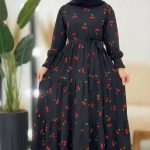 پیراهن گیلاسی یقه چین مناسب بانوان خوش پوش
