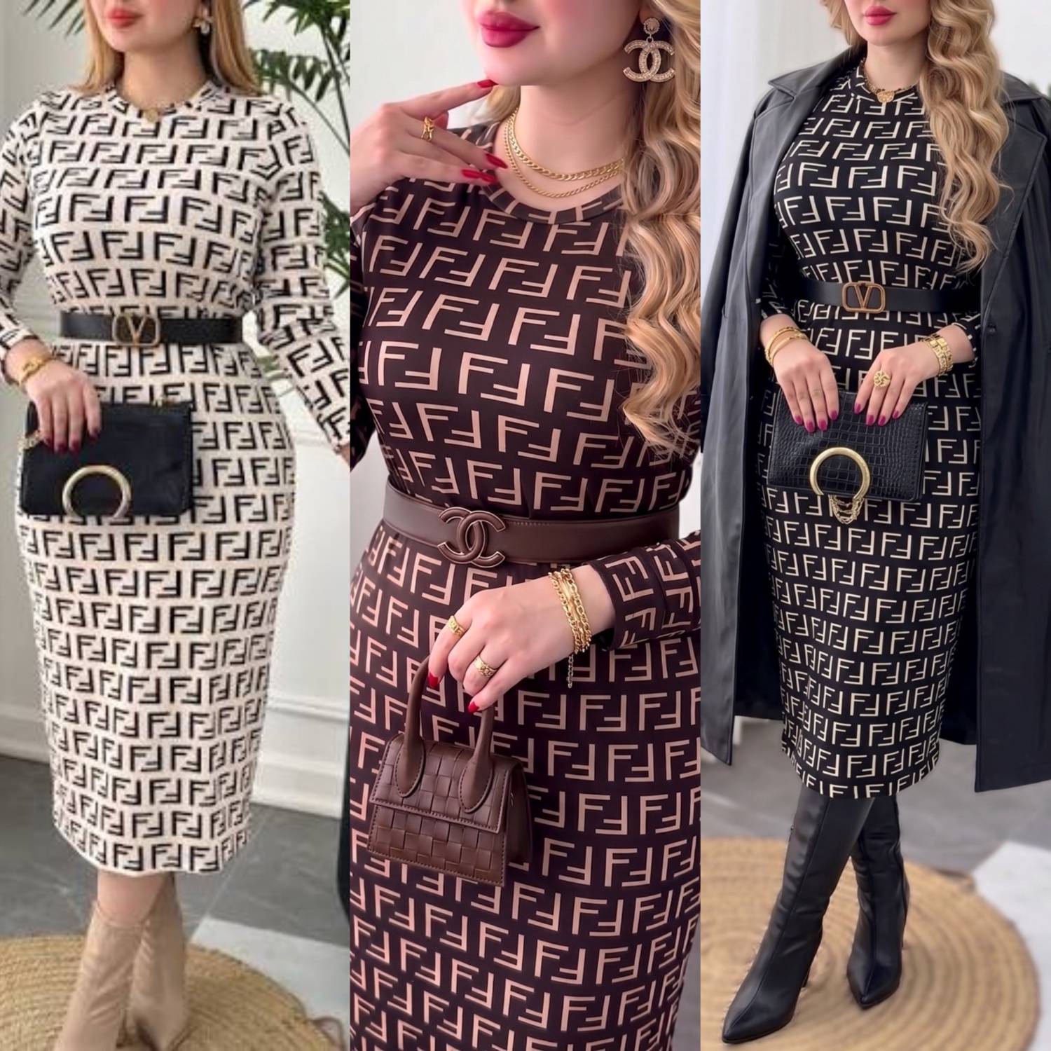پیراهن مخمل فندی