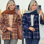 پالتو چهارخونه یقه انگلیسی گرم و لطیف
